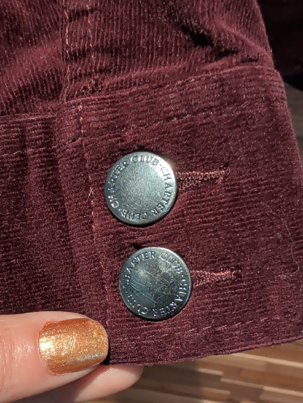 Charter Club Women's Velvet Trucker Jacket - Wine - Picture 6 of 6